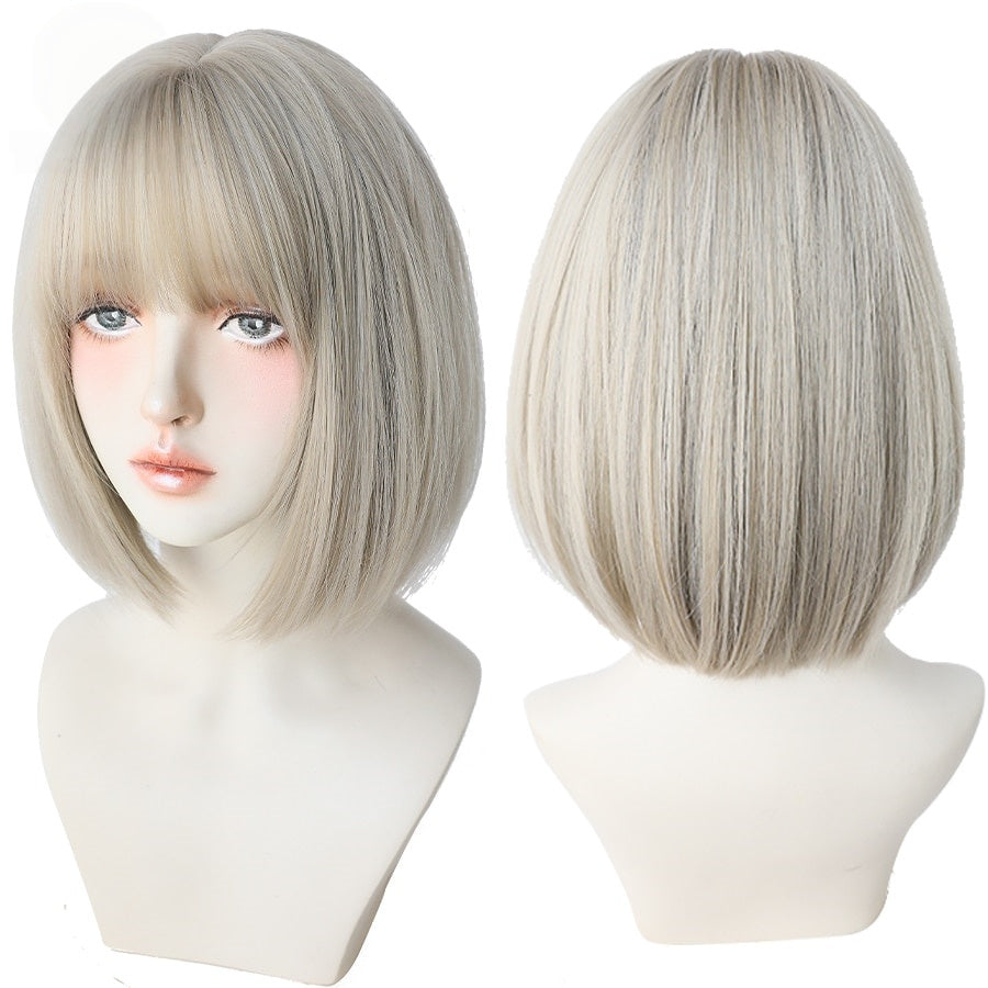 Short Black Bob Wig with Bangs – Synthetic Heat-Resistant Daily Wear Wig