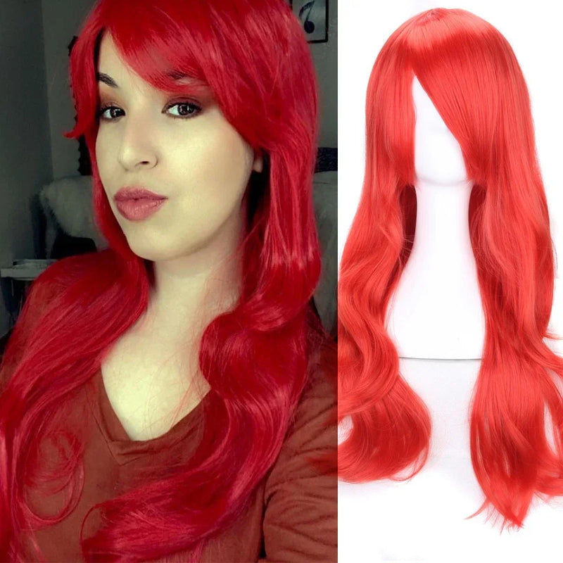Cosplay Anime Long Wavy Pink Blue Red Blonde Black Green White Brown Cosplay Wig Synthetic Wig