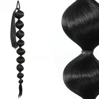 Synthetic Bubble Ponytail Wrap-Around Lantern Hair Extension – Long Afro Bubble Braids, Black & Brown