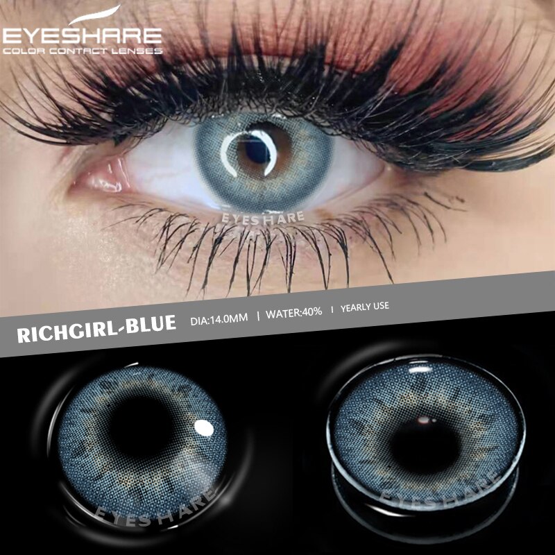EYESHARE カラーコンタクトレンズ目 2 個オーロラブルーグリーンカラーレンズ美しい瞳孔年間メイクアップ化粧品コンタクトレンズ