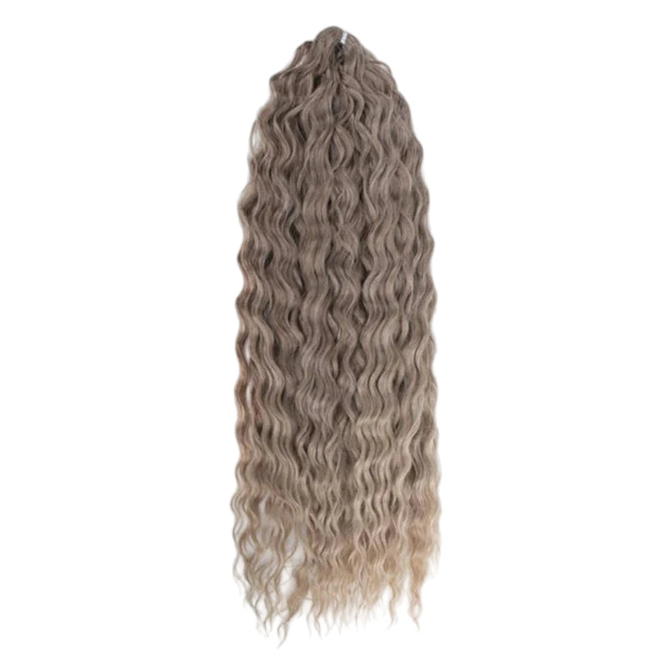 22 Inch Ombre Blonde Rainbow Water Wave Crochet Hair – 300g Synthetic Curly Braiding Extensions