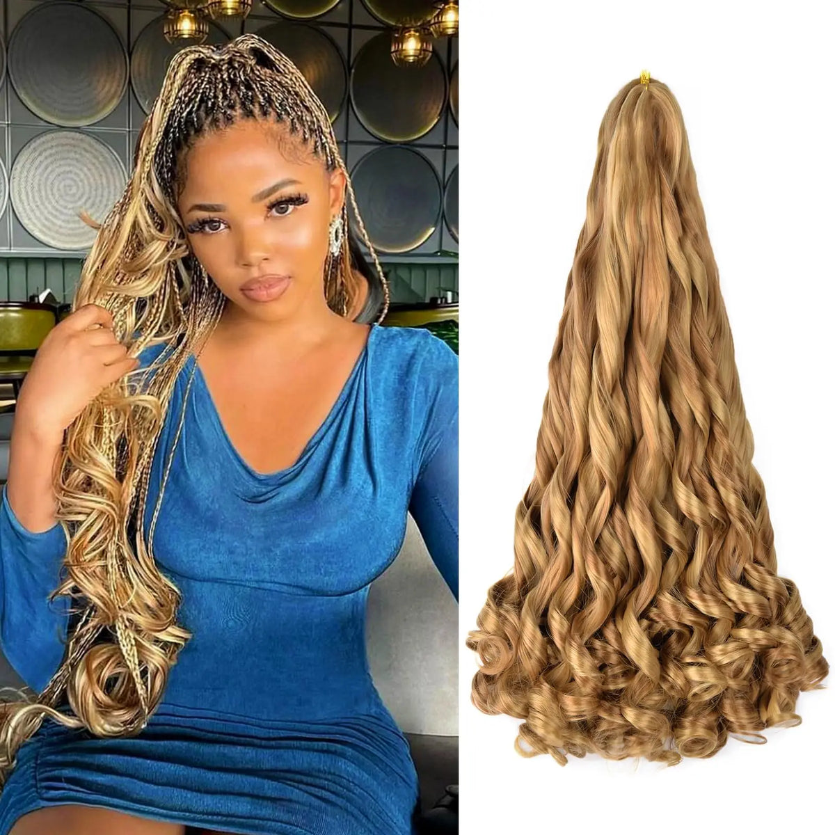 24 inch French Curl Braiding Hair Soft Loose Wave Ombre