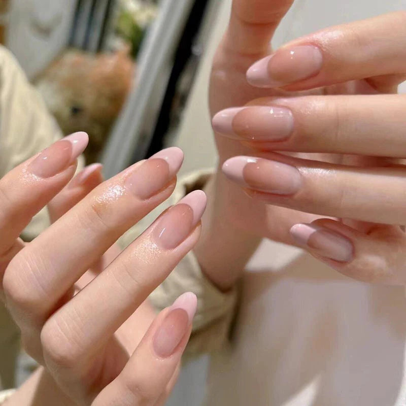 10pcs Handmade Cat Eye Almond Press-On Nails – Light Blue with Bow Accent