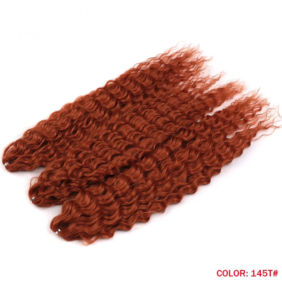 24 Inch Water Wave Crochet Braiding Hair Pink Blonde Synthetic Hair Extensions for Black Women