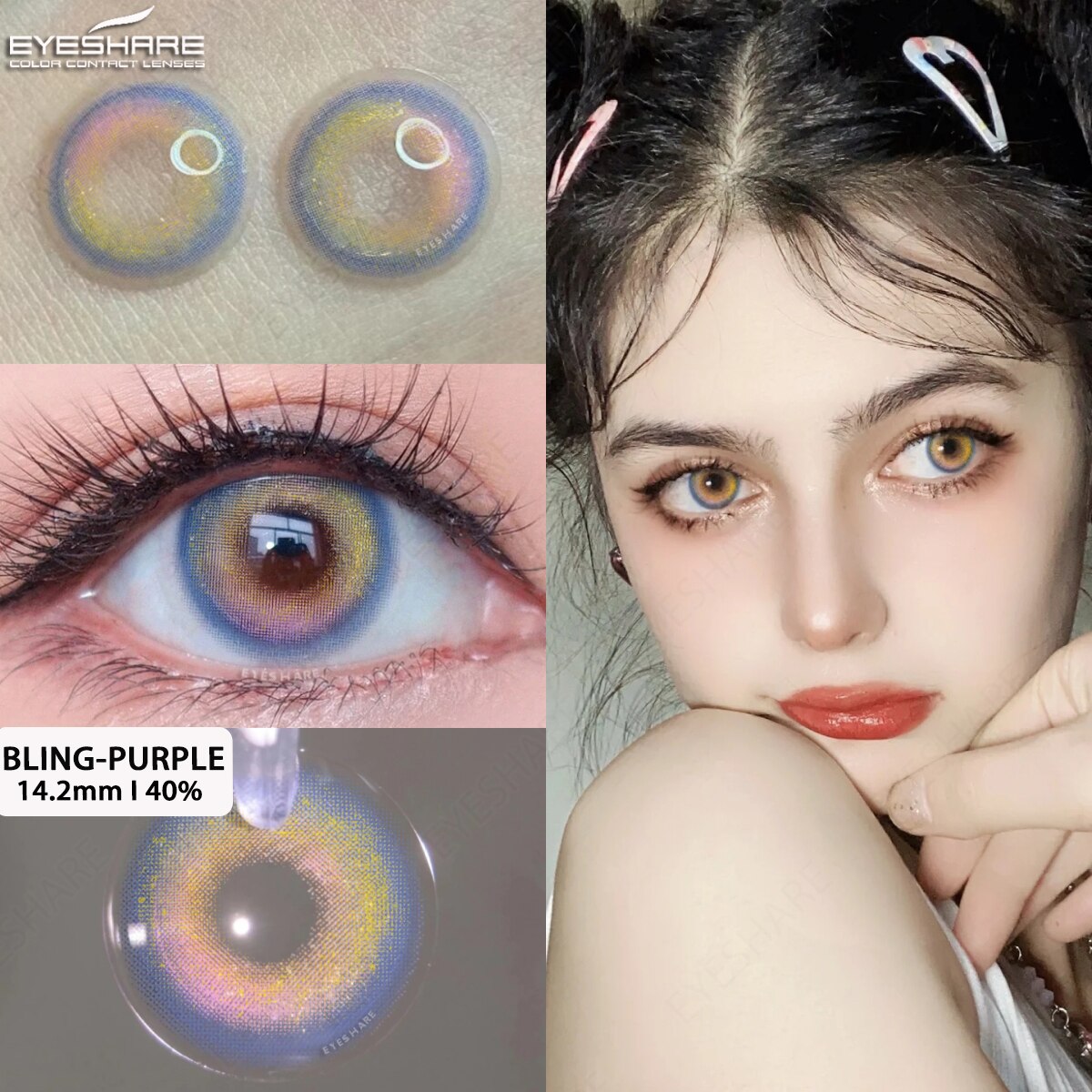 EYEHSARE Color Contact Lenses For Eyes 2pcs Natural Colored Lens Blue Pink Beauty Contact Lenses Eye Yearly Cosmetic Color Lens