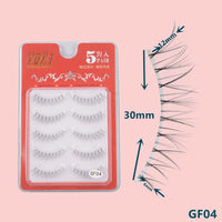 5pairs Natural False Eyelashes Thin Band Short HandMade Lighte Soft EyelashCosplay Korean Fashion Wispy Extension Makeup Tools
