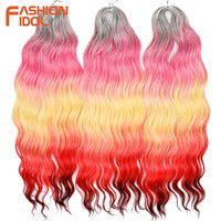 24 Inch Synthetic Hair Water Wave Braiding Hair Extensions Ombre Blonde Deep Wave Afro Curl Twist Crochet Hair for Women