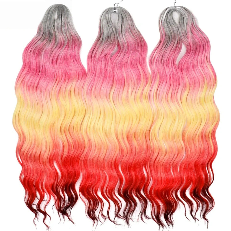 Water Wave Ombre Blonde Braiding Hair Extensions – Deep Wave Afro Curl Crochet for Women