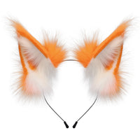 Fluffy Fox Ears Headband – Orange & White Furry Animal Costume Accessory for Cosplay & Halloween Dress Up