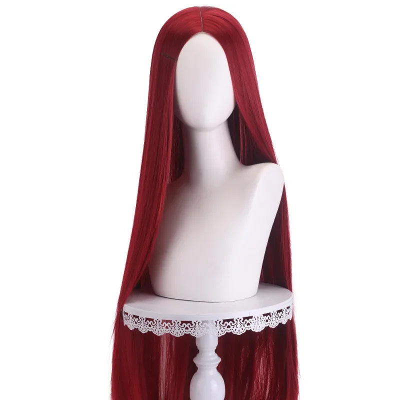 Long Straight Cosplay Wig 100cm Centre Parting Central Split Blond Pink Red Purple Heat Resistant Synthetic Hair Wigs