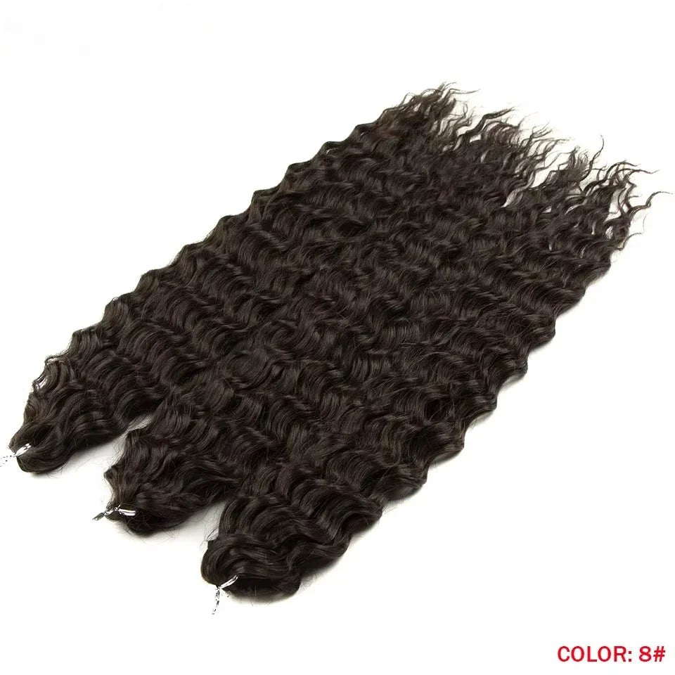 22 Inch Ombre Blonde Rainbow Water Wave Crochet Hair – 300g Synthetic Curly Braiding Extensions