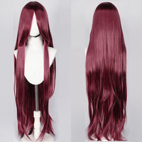 100cm Long Straight Synthetic Wig with Bangs – Pink Purple Cosplay Wig for Women