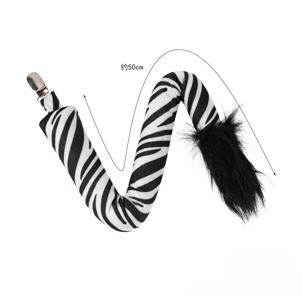 1pcs Animal Tail Costume Accessory Tails Masquerade Zoo Props Cat Devil Mouse Tiger Monkey Rabbit Zebra Cow Zebra