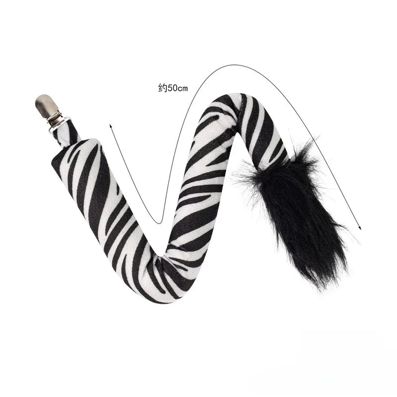 1pcs Animal Tail Costume Accessory Tails Masquerade Zoo Props Cat Devil Mouse Tiger Monkey Rabbit Zebra Cow Zebra