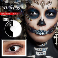 EYESHARE 1Pair Cosplay Colored Contact Lenses for Eyes White Mesh Contact Lens Red Crazy Lenses for Halloween Eye Contact Lenses