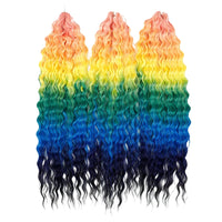 22 Inch Ombre Blonde Rainbow Water Wave Crochet Hair – 300g Synthetic Curly Braiding Extensions