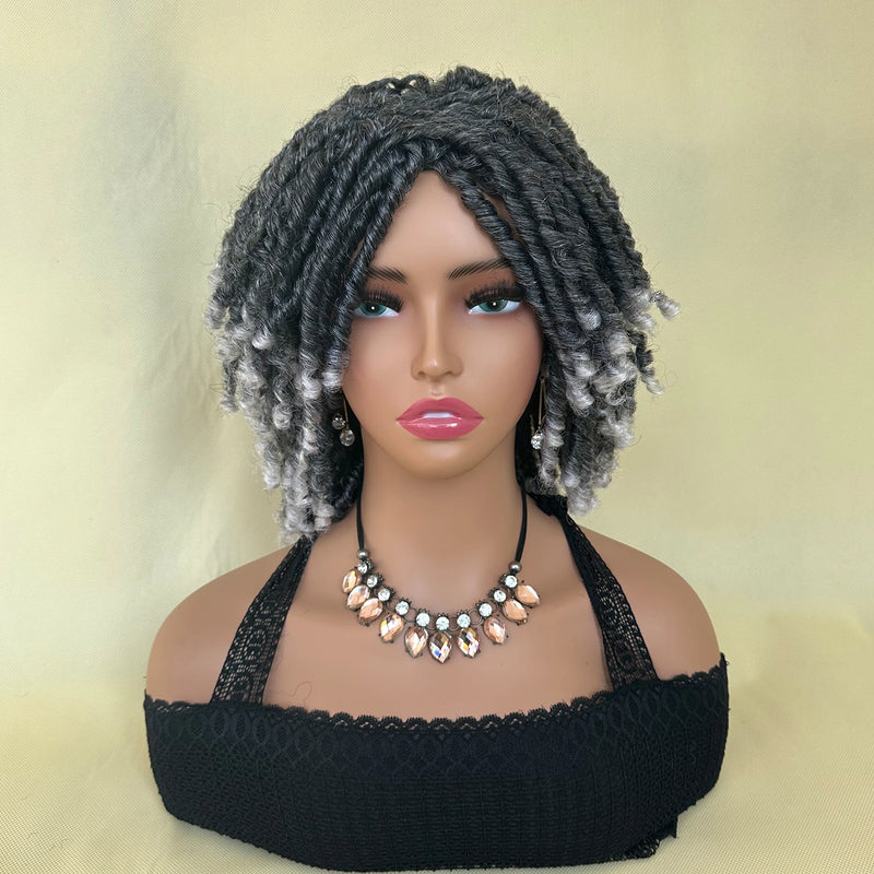 Locs Afro Bob Braided Wig Synthetic Faux Locs Crochet Twist Braiding Wig Versatile Dreadlocks Style Short Wigs For Women
