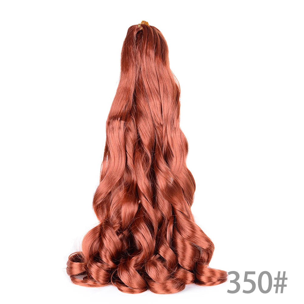 1B/Pink 24" Synthetic French Curly Braiding Hair Pre Stretched Loose Wavy Spiral Curl Crochet Braids Hair Extensions for Women