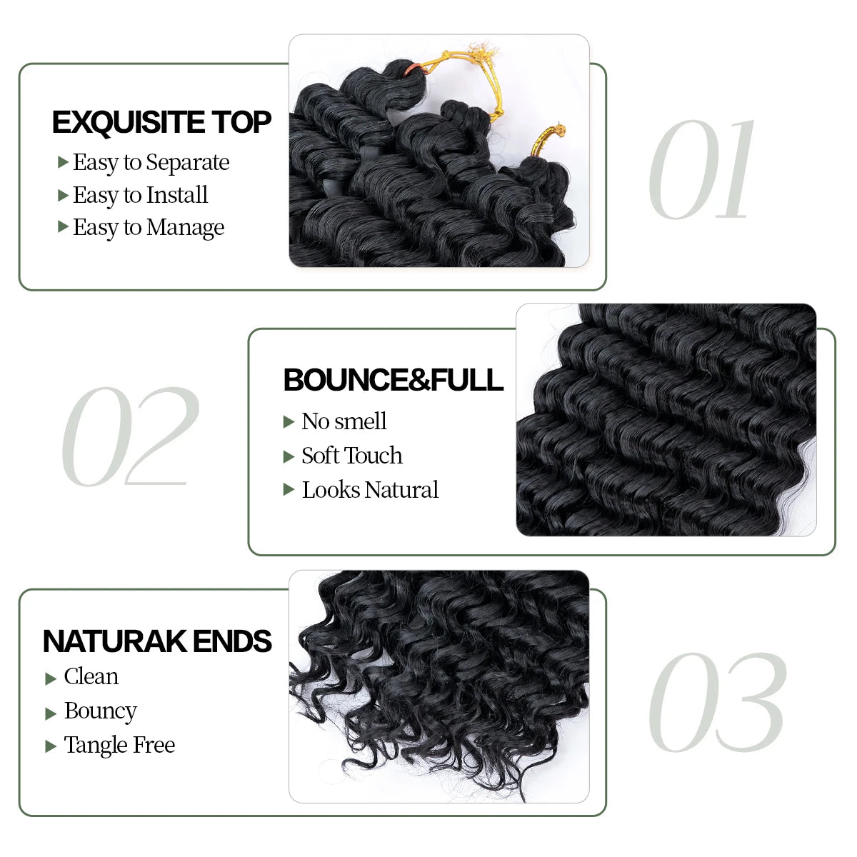 28 Inch Deep Wave Crochet Hair | Synthetic Ocean Wave Braiding Extensions