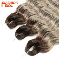 24 Inch Synthetic Hair Water Wave Braiding Hair Extensions Ombre Blonde Deep Wave Afro Curl Twist Crochet Hair for Women