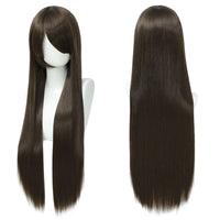 80cm Long Synthetic White Purple Cosplay Wigs Green Hair Straight Silver Wig Pink Hairpiece Lolita Wig with Bangs