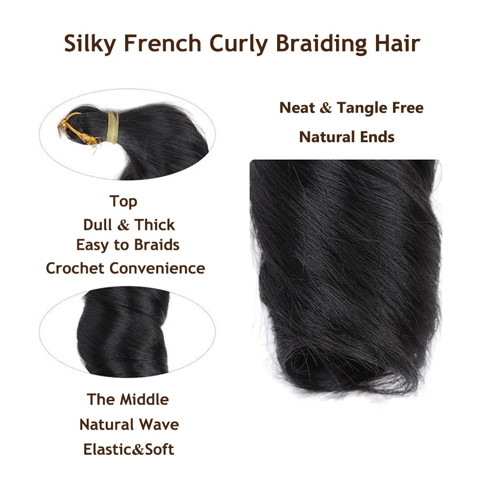 French Curls Braiding Hair 12-24inch Hair Extensions Synthetic Hairs Spiral Curls Braids Pre Stretched Loose Wave Braiding Hair