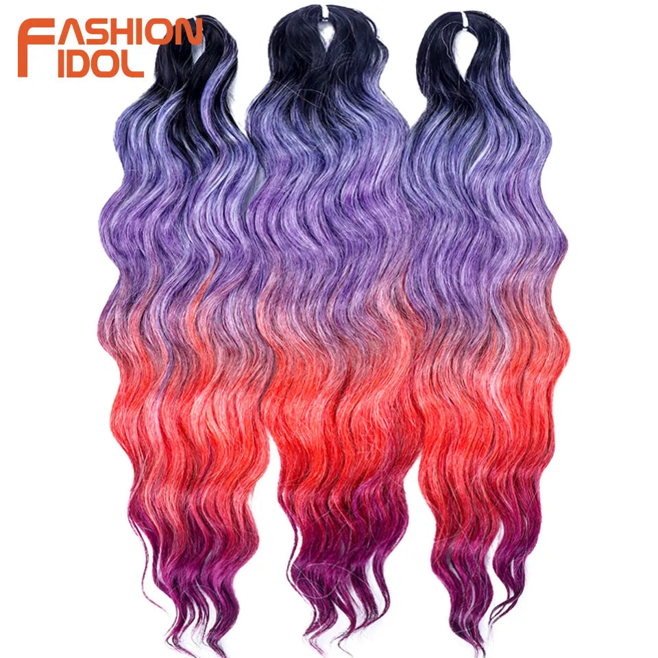 24 Inch Synthetic Hair Water Wave Braiding Hair Extensions Ombre Blonde Deep Wave Afro Curl Twist Crochet Hair for Women