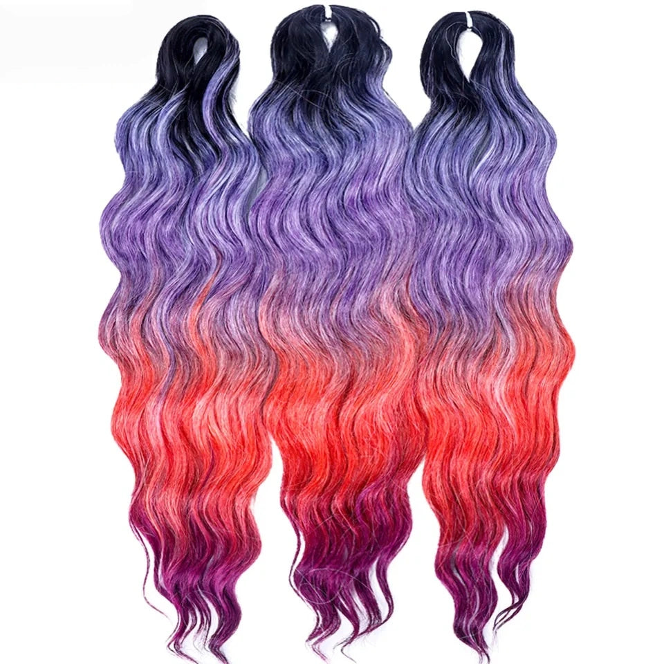 Water Wave Ombre Blonde Braiding Hair Extensions – Deep Wave Afro Curl Crochet for Women