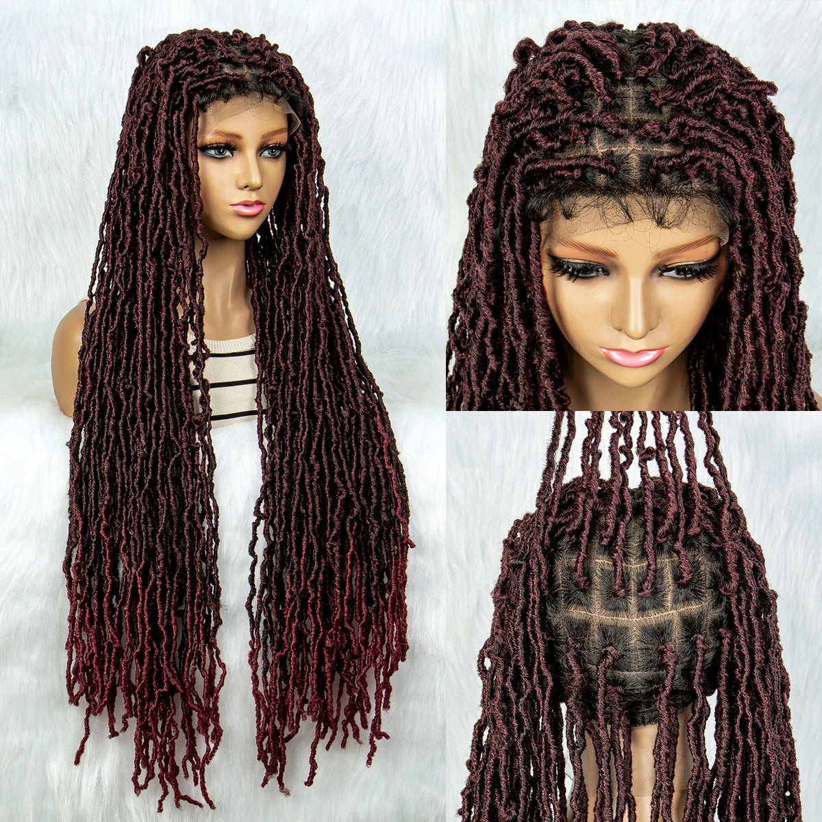 Pink Blue Full Lace Braided Wigs Synthetic Lace Front Wig Braid African With Baby Hair Braids Butterfly Locs Dreadlocks Wigs
