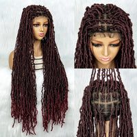 Pink Blue Full Lace Braided Wigs Synthetic Lace Front Wig Braid African With Baby Hair Braids Butterfly Locs Dreadlocks Wigs