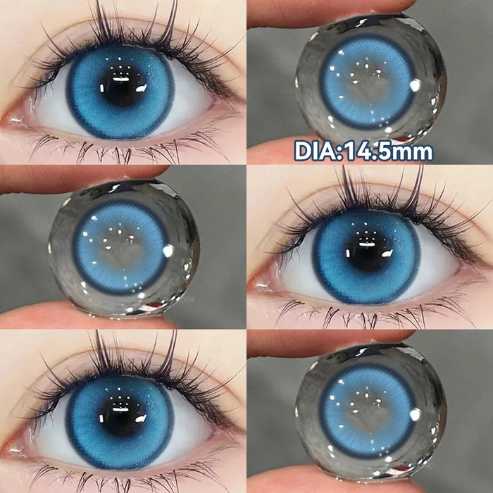 OVOLOOK-1 Pair Halloween Contact Lenses Beauty Eye Color Lenses Cosplay Pupils Myopia Lens with Prescription Natural Blue Lens