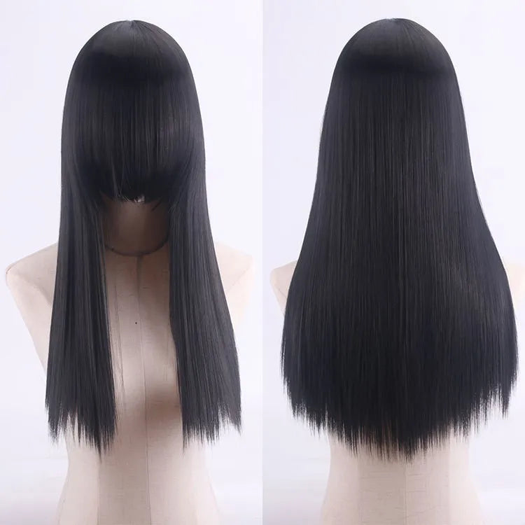 Cosplay Synthetic Wig 60cm Long Straight Curly Hairpiece Thickened High Temp Fiber Rainbow Color Rose Cap Party Halloween