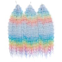 22 Inch Ombre Blonde Rainbow Water Wave Crochet Hair – 300g Synthetic Curly Braiding Extensions