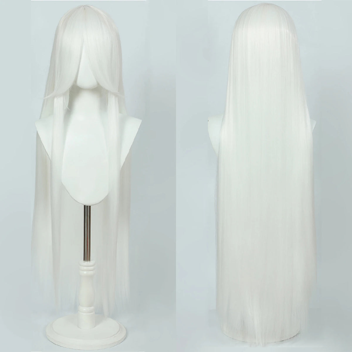 100cm Long Straight Synthetic Wig with Bangs – Pink Purple Cosplay Wig for Women