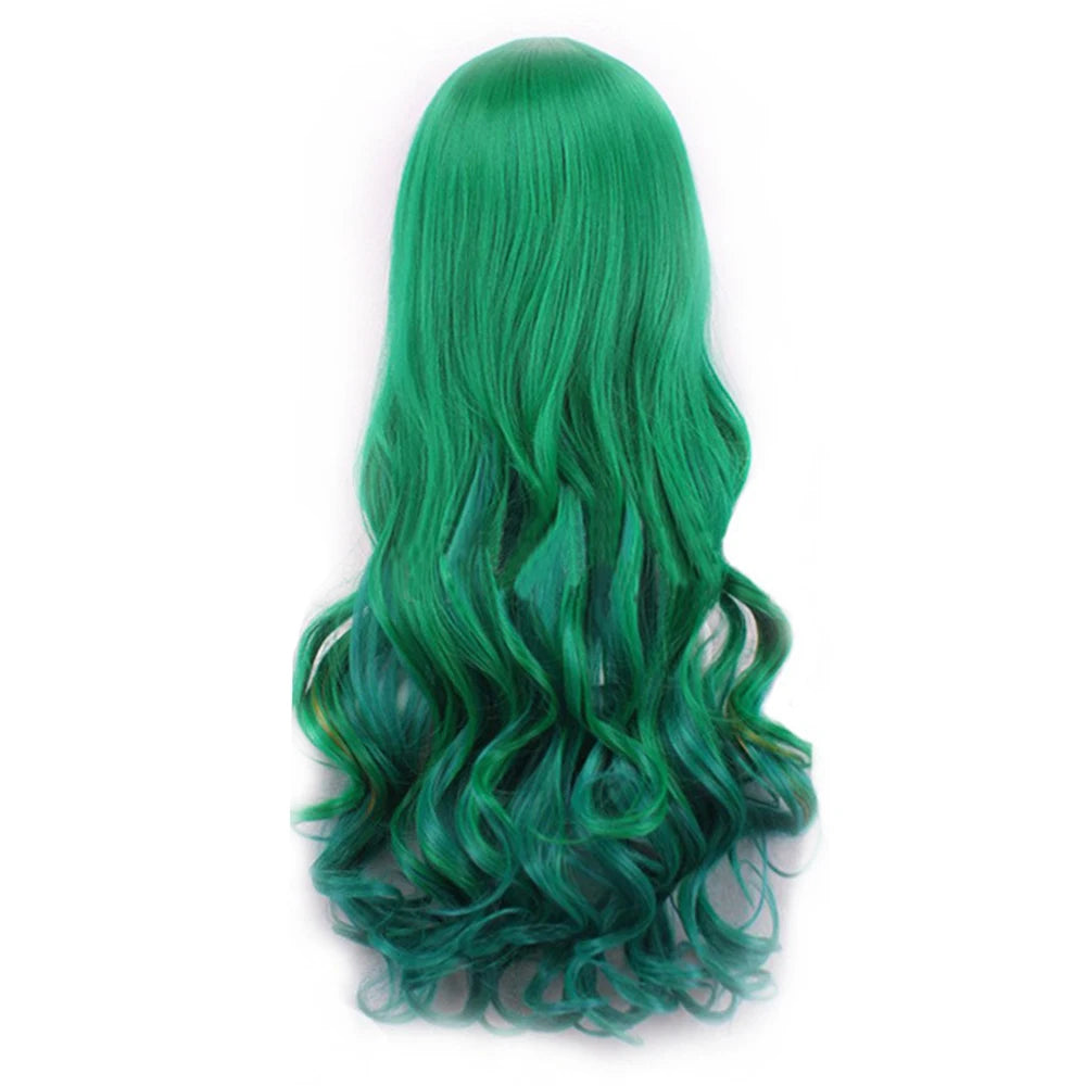 Synthetic Hair Ombre Cosplay Wigs with Bangs Green Costume Lolita Wig