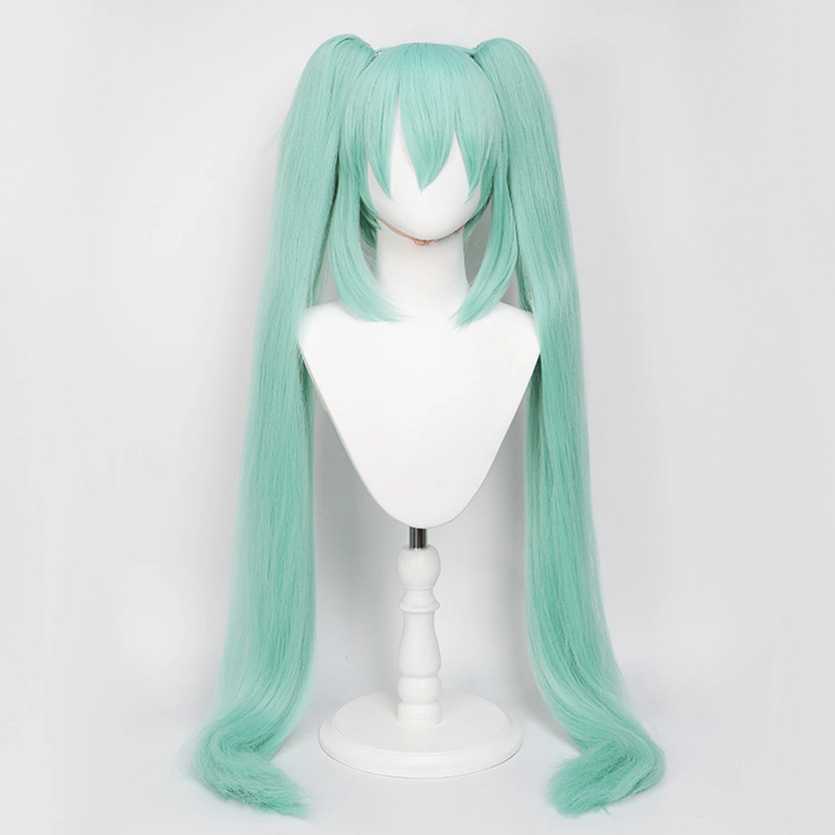 Anime Cosplay Wig, 110cm Double Ponytail Synthetic Fiber Blue Green Wig, Halloween, Christmas