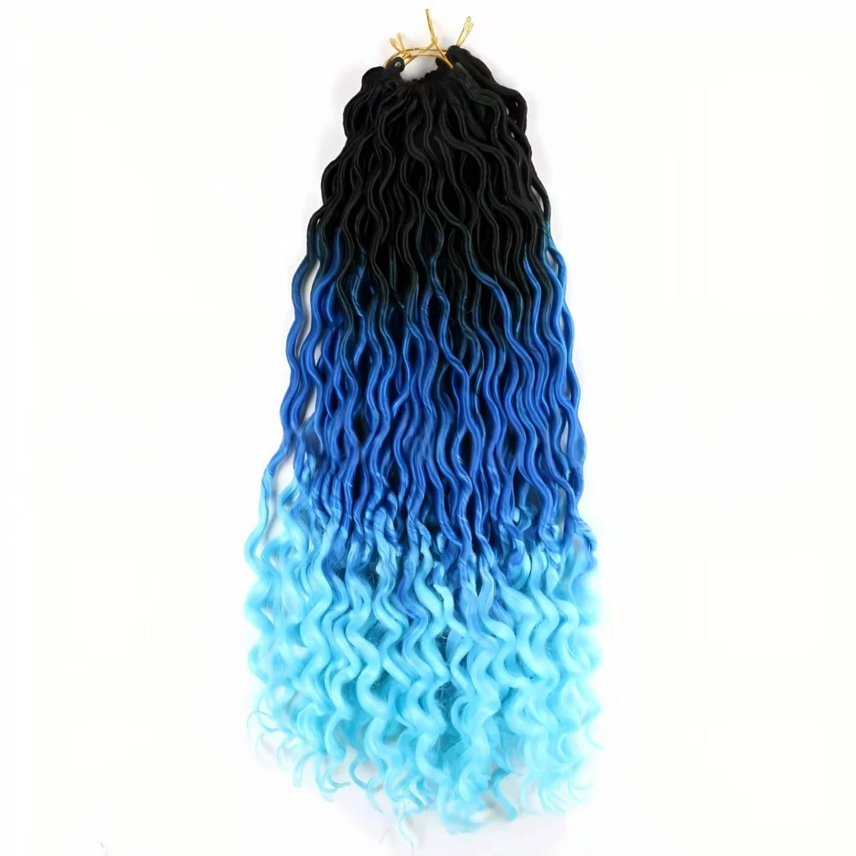 Curly Faux Locs Crochet Hair for Black Women 20In New Goddess Locs Crochet Hair With Curly Ends Ombre Blue Wavy Faux Locs Synthe