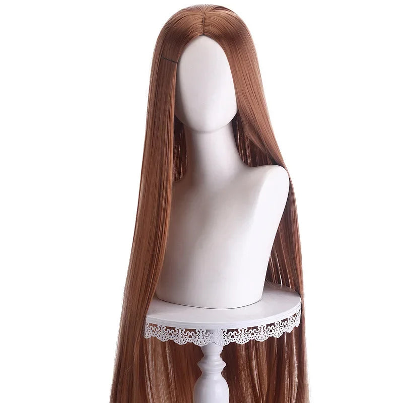 Long Straight Cosplay Wig 100cm Centre Parting Central Split Blond Pink Red Purple Heat Resistant Synthetic Hair Wigs