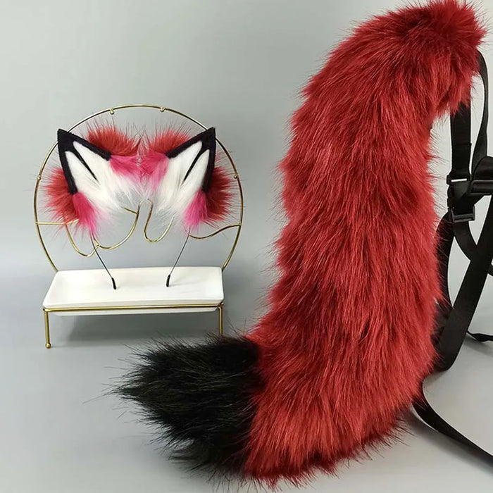 cosplay animal ears wolf ears fox ears cat ears lolita red wolf tail show halloween birthday party fox tail wolf tail