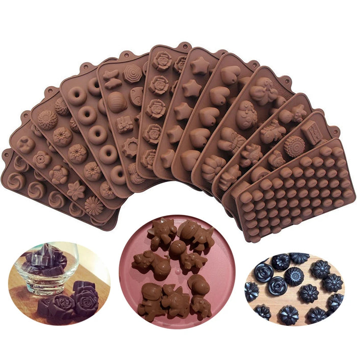 Handmade Chocolate Mould Candy Jelly Pudding Mold Flower Animal Heart Shape Silicone Moulds Baking Tool