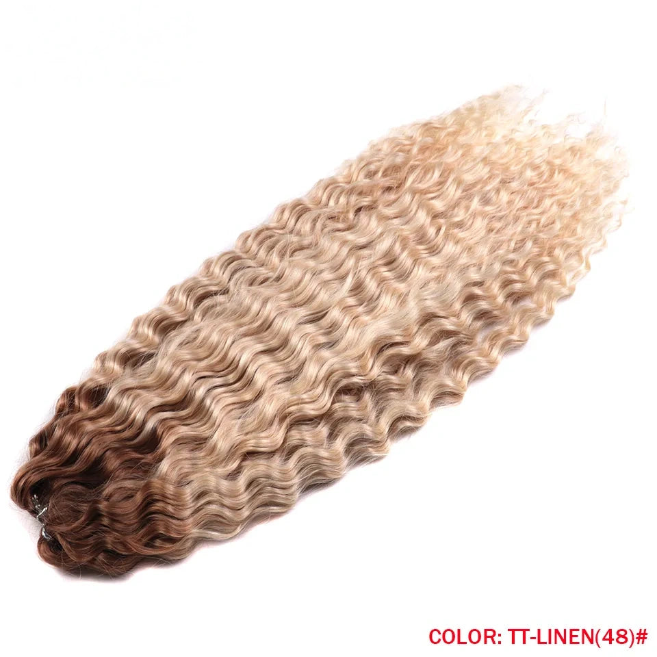 24 Inch Water Wave Crochet Braiding Hair Pink Blonde Synthetic Hair Extensions for Black Women
