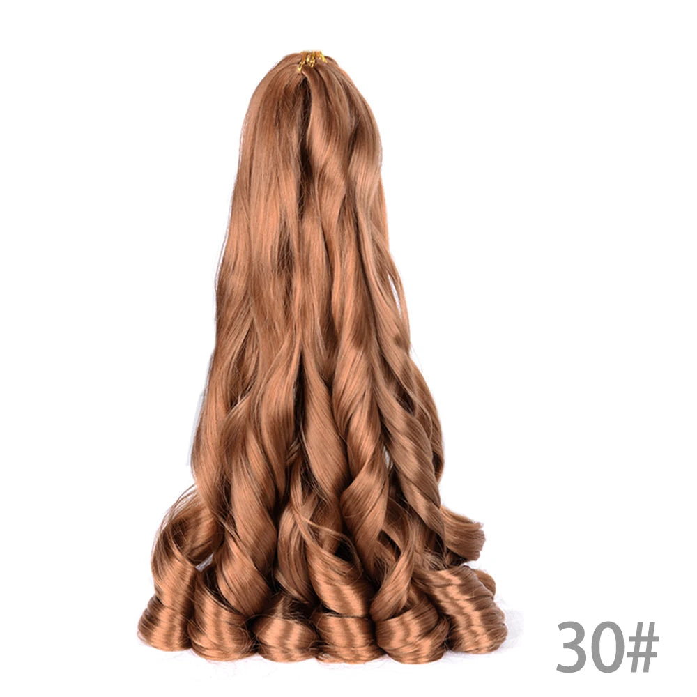 1B/Pink 24" Synthetic French Curly Braiding Hair Pre Stretched Loose Wavy Spiral Curl Crochet Braids Hair Extensions for Women