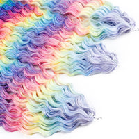 22 Inch Ombre Blonde Rainbow Water Wave Crochet Hair – 300g Synthetic Curly Braiding Extensions