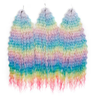 22 Inch Ombre Blonde Rainbow Water Wave Crochet Hair – 300g Synthetic Curly Braiding Extensions