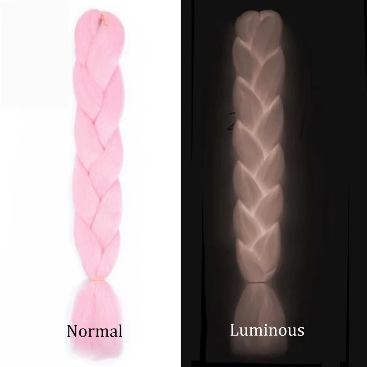 24 Inch Glow in the Dark Braiding Hair – Synthetic Rainbow Jumbo Braid Extensions
