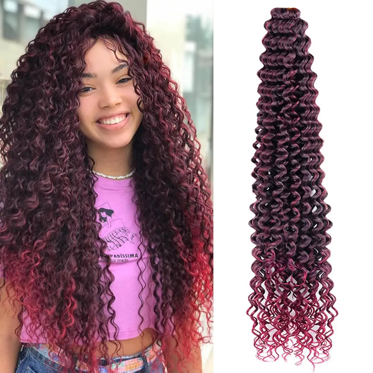 28 Inch Deep Wave Crochet Hair | Synthetic Ocean Wave Braiding Extensions