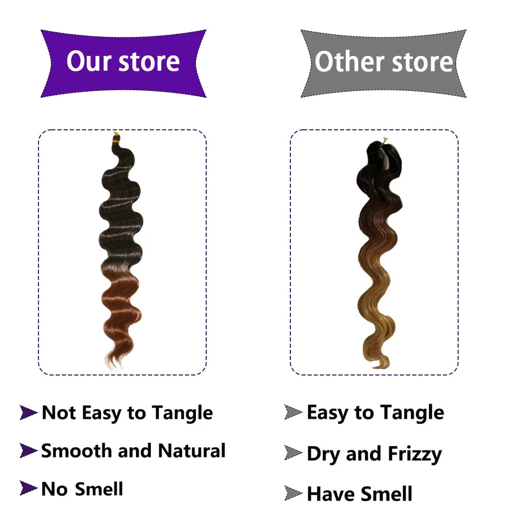 24 Inch Body Wave Braiding Hair French Curl for Goddess Box Braids Crochet Hair Braids Synthetic Hair Extensions（3pcs，T30#）