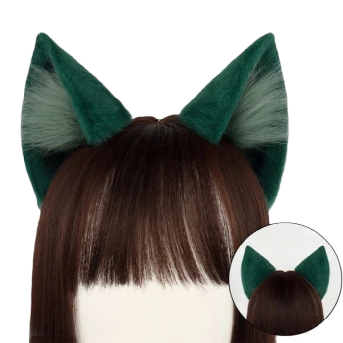 Cute Green Cat-Ear & Tail Cosplay Set – Furry Animal Costume Accessory