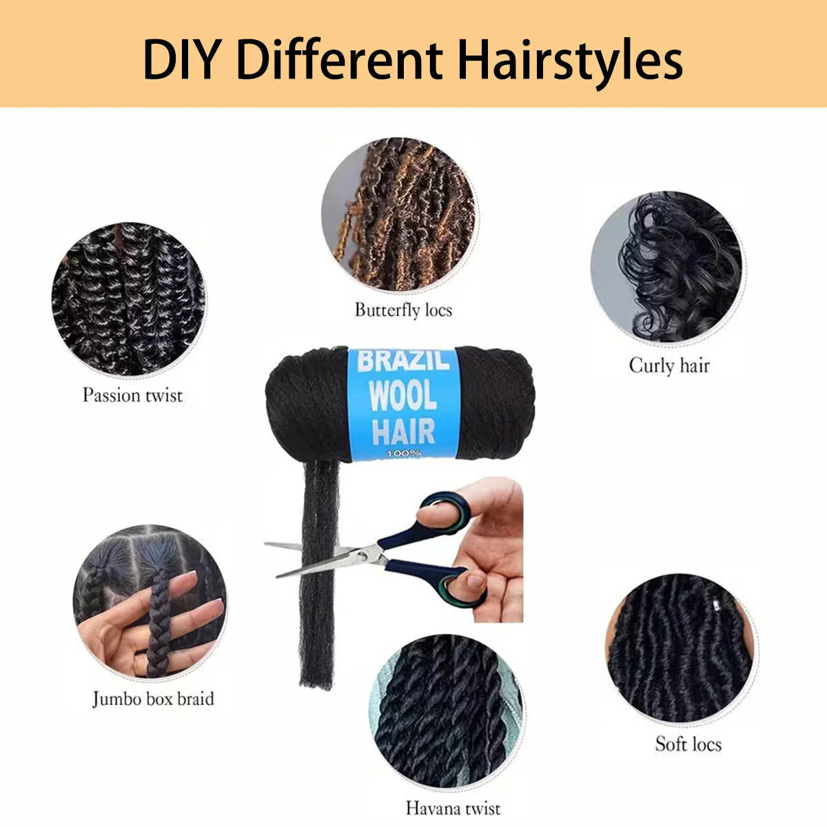 Brazilian Wool Braiding Hair | Acrylic Yarn for Crochet Braids Perfect for Senegalese twists, Senegal twist braids, and protective hairstyles