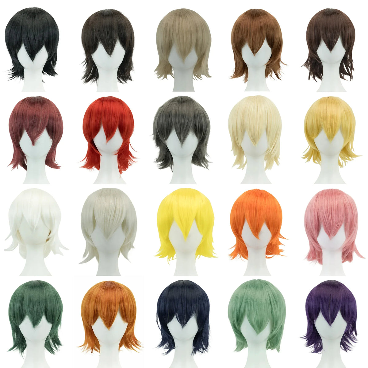 12 Inches Short Cosplay Hair Party BOB Wigs with Bangs Pink Blonde Orange Halloween Costume Lolita Wig